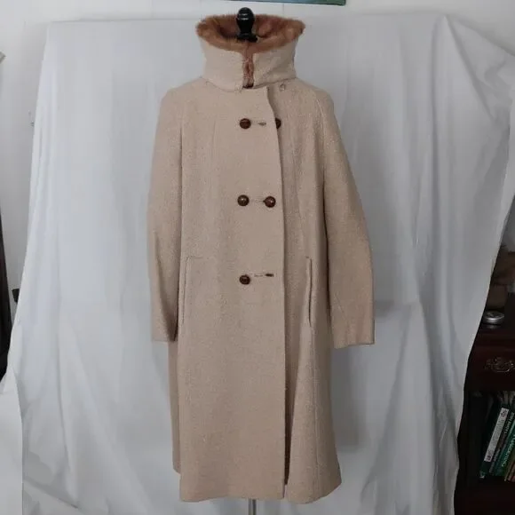 Vtg Glenbrooke Womens Wool Double Breasted winter coat with mink collar - Picture 5 of 12